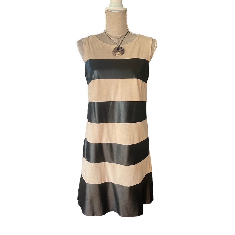 FREEWAY Faux Leather/Suede Strip Dress